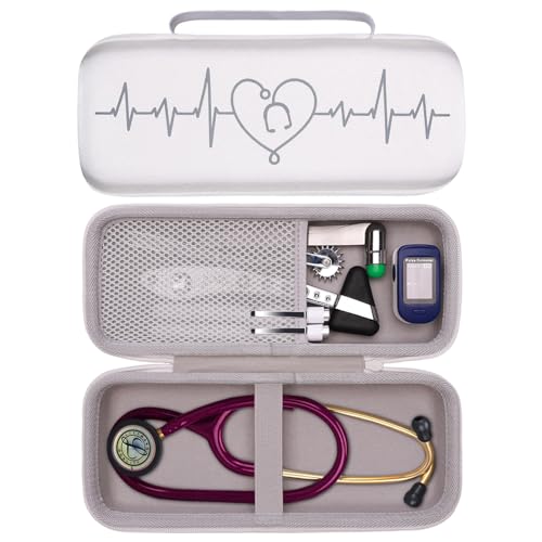 Image of White Outer+Gray Inner Stethoscope Case for 3M Littmann,MDF, ADC, Omron