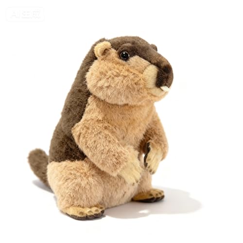 PuffPurrs Peluche Réaliste Marmotte, Teddy Réaliste Corps Dodue, Joli Coussin Marmotte Alpine Cadeau, 25 cm/9,8 Pouces