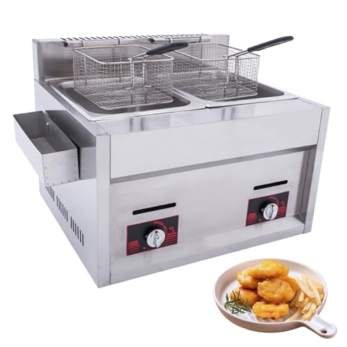 Freidora de grasa profunda con cestas dobles y control de temperatura ajustable para alimentos fritos crujientes