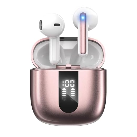 JBES Cuffie Bluetooth, Auricolari Bluetooth 5.4 In Ear Stereo con 4 Microfono ENC, 60 Ore Cuffiette Wireless Cancellazione Rumore, IP5 Auricolare per iPhone e Androide, Earbuds (Rosa chiaro)