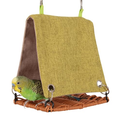Nido de loros – Pajarera de imitación de ratán, hamaca mecedora para periquitos, nido de jaula colgante | Cómodo lugar de descanso en el aviario, refugio para cacatúas, periquitos y periquitos