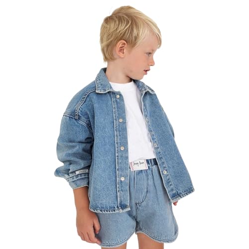 Image of Sleepy Denim Dawning Kids Shackets - Soft Cotton Denim Jacket & Denim Shirt - Drop Shoulders Jacket for Boys and Girls