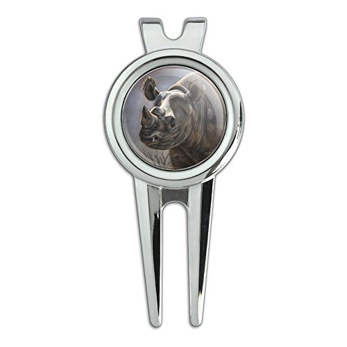 GRAPHICS & MORE Black Rhino Rhinoceros Golf Divot Repair Tool and Ball Marker