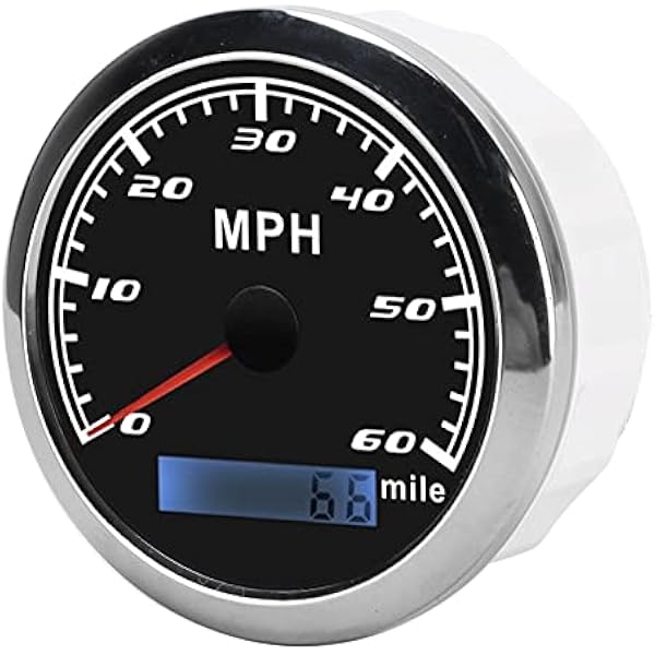 GPS Prędkościomierz MPH, Prędkościomierz Motocyklowy Prędkościomierz z Czerwonym Podświetleniem ABS Stal Nierdzewna dla Ciężarówki Samochodowej (WHITE) (BLACK)