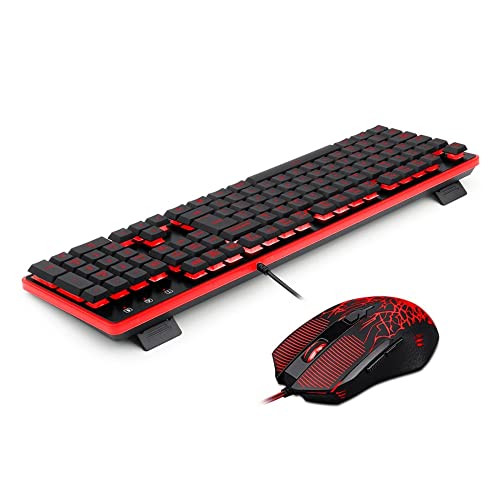 Redragon KIT TECLADO MOUSE E MOUSEPAD GAMER S107, Preto - Vermellho