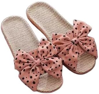 Women's Bow Sandals Boho Cute Straw Open Toe Dressy Summer Beach Vacation Slides Shoes 1 Pair Pink (Size 7.5-10