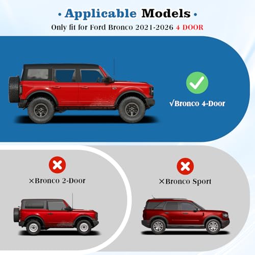 Image of 1797 4 Door Handle Storage Box fit for Ford Bronco 2021 2022 2023 2024 2025 2026 Accessories Car Pocket Organizer with Anti-Slip Black ABS Plastic-4pcs /Set (Not for Sport /2 Door)