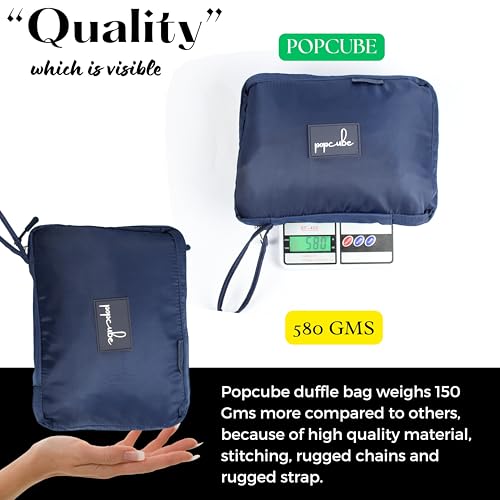 Image of POPCUBE Premium 45 cms Duffle Bag for Travel Sports Gym Shoulder Bag for Women with Wet Pocket & Shoe Compartment Weekender Overnight Travel Luggage Bag. (Style 2, Dark Blue)