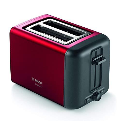 Preisvergleich Produktbild Bosch TAT3P424 Kompakt Toaster, DesignLine, Edelstahl rot