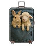 Animales Vaqueros Funda Maleta,Gato Perro Estampada Fundas De Viaje para Maleta,Lavables Y Antirrayas,Fundas EláSticas para Maletas,Antipolvo Luggage Cover para NiñO,Adulto (Color 1,M(22-24inch))