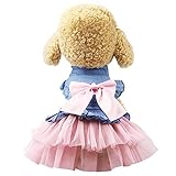Boodtag Bowknot Tutu Kleider für kleine Hunde Denim Hochzeit Prinzessin Rock Welpen Frühling...