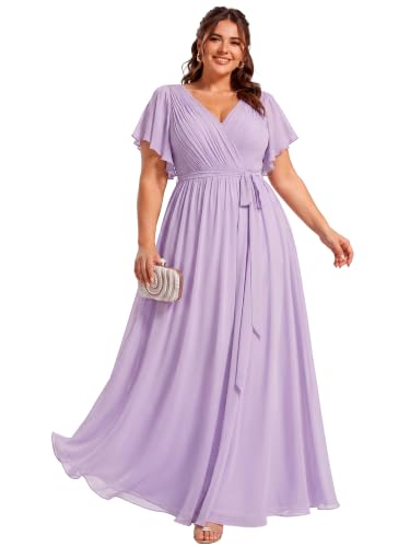 Image of Ever-Pretty Plus Women's Chiffon Maxi Plus Size Formal Bridesmaid Dresses