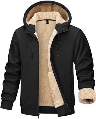 TACVASEN Herren Gefüttert Kapuzenpullover Hoodie Sweatjacke Fleecejacke Langarm Jacke