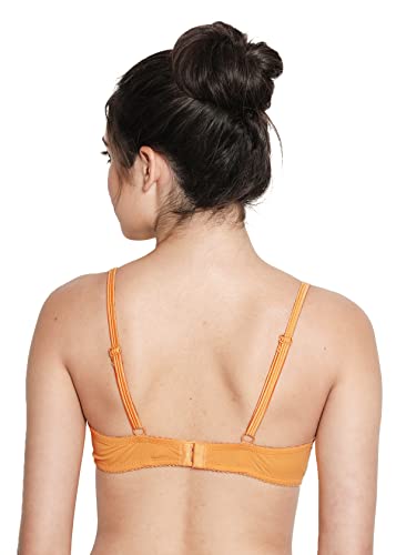 Image of Susie by SHYAWAY Women's Satin Trim Neckline Demi-Coverage Under Wired Padded Everyday Pushup Bra- Orange (Pack of 1)