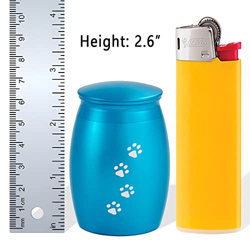Image of Small Pet Urns for Dog /Cats Ashes,Small Animal Urns for Ashes | 2.67 Inches Blue Mini Memorial Urns for Dog Ashes or Cats Ashes,Pet Ashes Keepsake with Paw Print