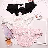 3 Teile/Satz Lolita Mädchen Niedlichen Bogen Baumwolle Unterwäsche Frauen Rüschen Nahtlose Höschen Solide Kaninchenohren Briefs Cartoon Dessous Student-M