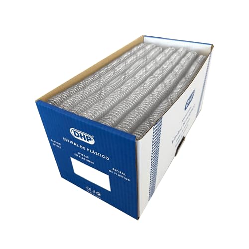 DHP - Espiral de Plástico para Encuadernación, paso 5:1, 12 mm, Transparente (Caja 100 unidades)