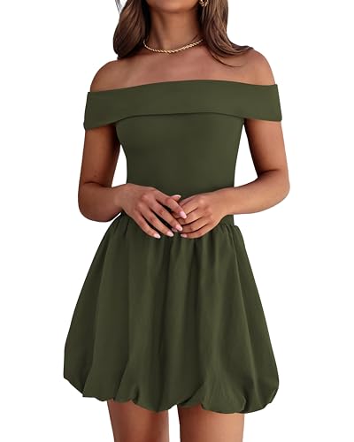 Image of PRETTYGARDEN Women Summer Sexy Off Shoulder Bubble Dress 2025 Cocktail Party Mini Dresses with Pockets