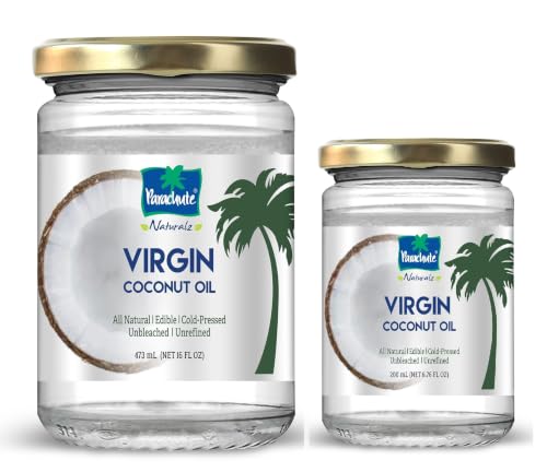 Parachute Naturalz Virgin Coconut Oil | 100% Pure Cooking Oil, Hair Oil and Body Oil | Cold Pressed |16 fl oz + 6.7 floz