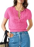 Photo Gallery ebifin maglione a maniche corte da donna, maglione corto, a maglia, per primavera, elegante, scollo rotondo, lavorato a maglia., rosso rose, s Photo Gallery ebifin maglione a maniche corte da donna, maglione corto, a maglia, per primavera, elegante, scollo rotondo, lavorato a maglia., rosso rose, s
