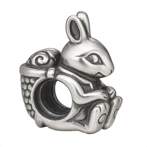 Abalorio de conejo de plata de ley 925 auténtica para pulseras Pandora en caja de regalo