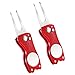 Forcelle da Golf 2 Pezzi Strumento di Riparazione Marcatore Pallina Pieghevole Golf Divot Repair Tool in Acciaio Inox con Pulsante Pop-up e Indicatore Magnetico Sfera per Golfista Accessorio (rosso)