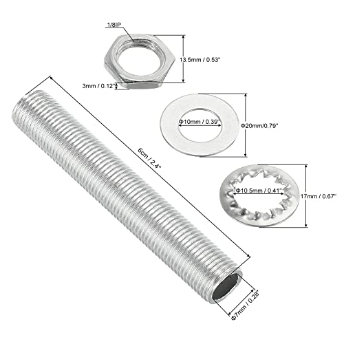 Image of MECCANIXITY 2.4 inch Lamp Pipe Kit with Lock Nuts Washers 1 /8IP Thread Fasteners Assortment for Chandelier Ceiling Light Repair Assembly DIY Hardware, Pack of 35
