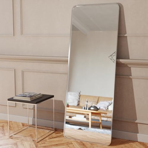 Image of VENETIAN IMAGE Elegent Full Length Mirror- Slim Frame, Modern Look- Perfect for Bedrooms, Living Rooms, & Entrences (Black /Gold /Siver) (Silver, 160 x 50 Cm)