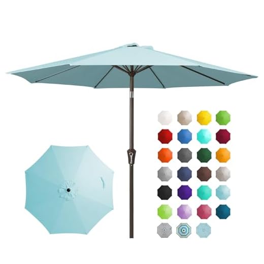 Best choice pale blue umbrella JEAREY 9FT Patio Umbrella with Tilt