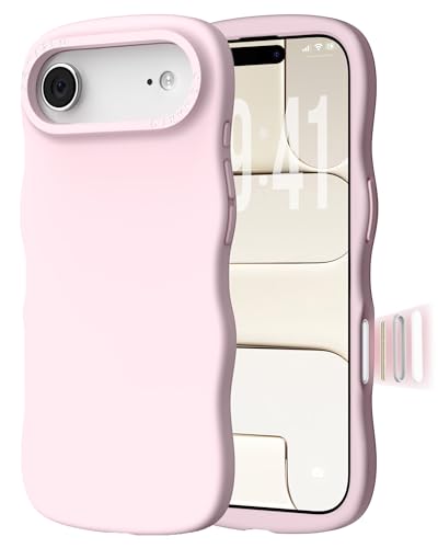 ORNARTO iPhone Air Case 6.5 Inch - Liquid Silicone Wave Edge Case for iPhone Air 6.5 Inch with Protected Camera Control Button - Perfect for Women and Girls - Pink