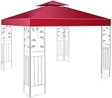 RELAX4LIFE Pavillondach Ersatzdach 3 x 3 m, Dach für Pavillion, Pavillonplane Wasserabweisend, Dachplane Kaminabzug, Doppeldach für Garten, Ersatzbezug Pavillonabdeckung, Partyzelt Plane (Weinrot)