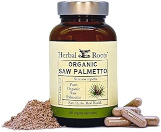 Herbal Roots Organic Saw Palmetto Capsules | 1,000mg per Serving | 60 Organic Vegan Capsules | Made in The USA