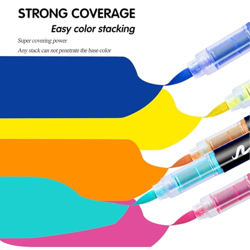 Image of TERRIFI Acrylic Pens Soft Brush Tip Acrylic Markers 24 Colors Ideal for Canvas, Rock Painting, Wood, Stone, Glass, Ceramic, Fabric Painting, DIY Crafts, Multicolor