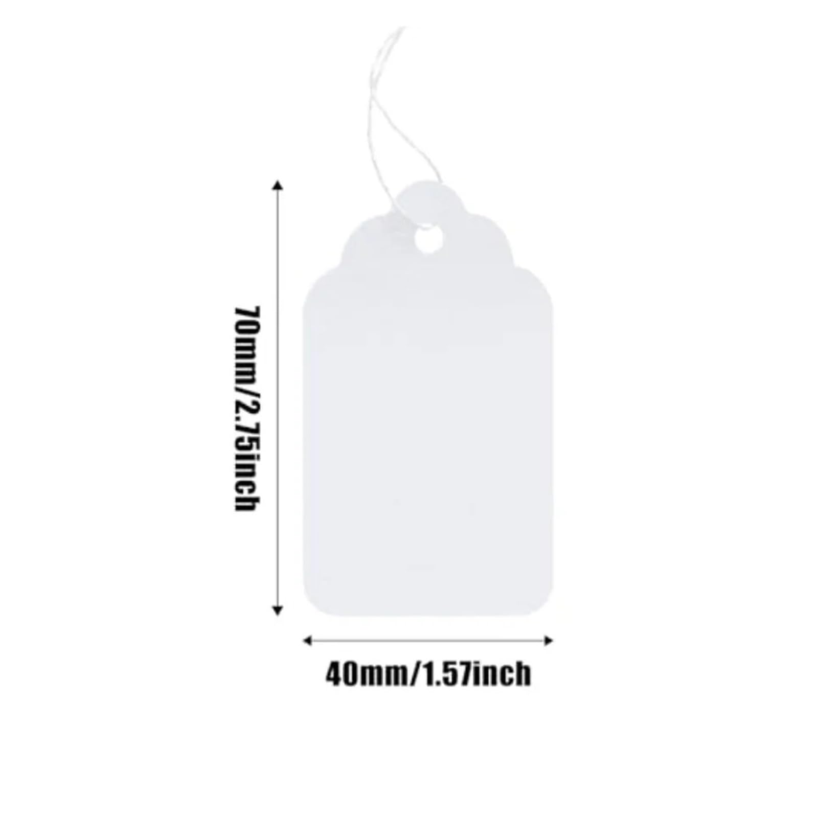 Lot de 200 étiquettes de prix avec ficelle - Blanches - Étiquettes de prix avec ficelle - En plastique transparent - Visibil - Pour marquage de marchandises