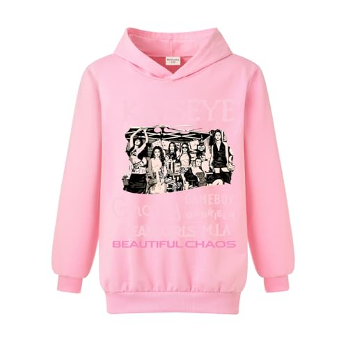 Minhuaha Katseye Merch Hoodies for Girls Fashion Hoodie Kids Tops (Pink 7 Years)