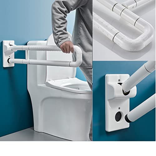 Mango plegable de acero inoxidable para baño, plegable, antideslizante, acero inoxidable, para personas mayores y discapacitados, color blanco (70 cm)