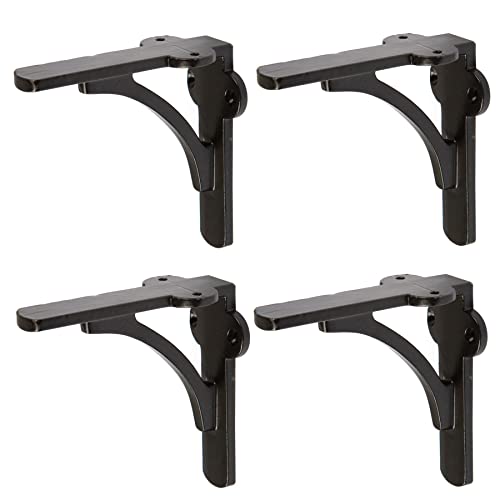 4x soportes de estante de hierro curvado de 100 mm negro - Soportes de almacenamiento de pared de servicio pesado antiguo de hierro fundido - por Hammer & Tongs Cover