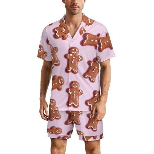 Ensemble pyjama boutonné manches courtes homme vêtement de nuit doux design-12