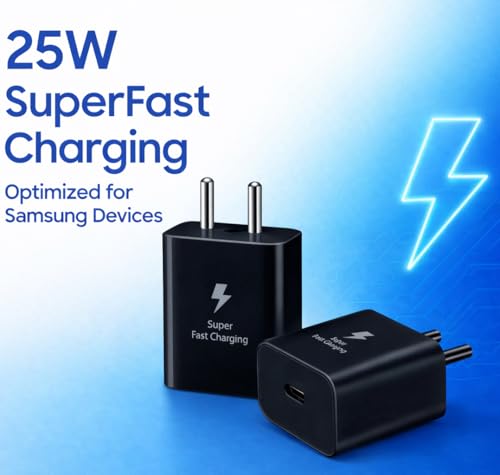 Image of 25W PD 3.0 Type C Superfast Charger Adapter for Samsung Galaxy M17|M07|M36|M06|A55|A35|F06|S25 fe|S22|S24|F36|F16|M35|S23|A06|iPhone|Tab S11| 25W by HESPA (SVXQ 2)