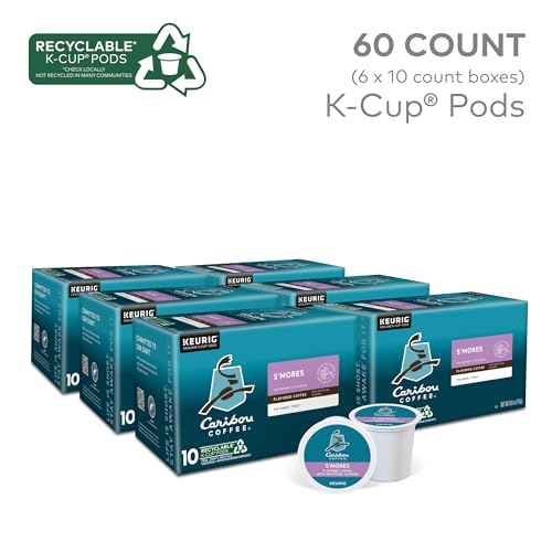 Image of Caribou S'mores Cabin Coffee, Single Serve Keurig K-Cup Pods, Medium Roast Coffee, 60 Count (6 Packs of 10)