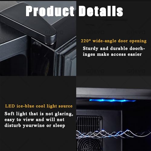 GQKVQ Vinoteca para vinos,12 Botellas,Temperatura Ajustable de 8-18ºC,Pantalla Táctil Inteligente LED,Puerta de Vidrio, Anti-UV, Pantalla LED, Luz Interior - imagen 2