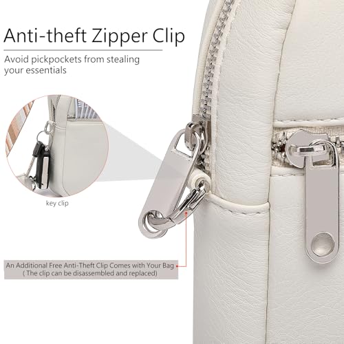 DIOMO Anti Theft Crossbody Bags for Women with Zipper Lock, RFID Small Sling Bag, Vegan Leather Safe Mini Travel Purse (Small-Beige)2