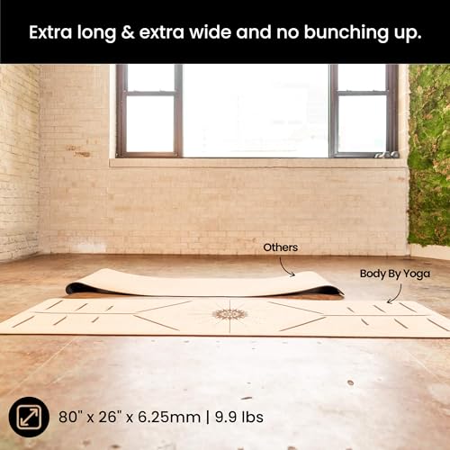 Image of Luxury Cork Yoga Mat - Non Slip, Extra Thick Grip. Extra Large & Long. More Comfort and Support. Tough Enough For Hot Yoga. Cork + Natural Rubber, Non Toxic and Eco Friendly. Optional Alignment Lines.
