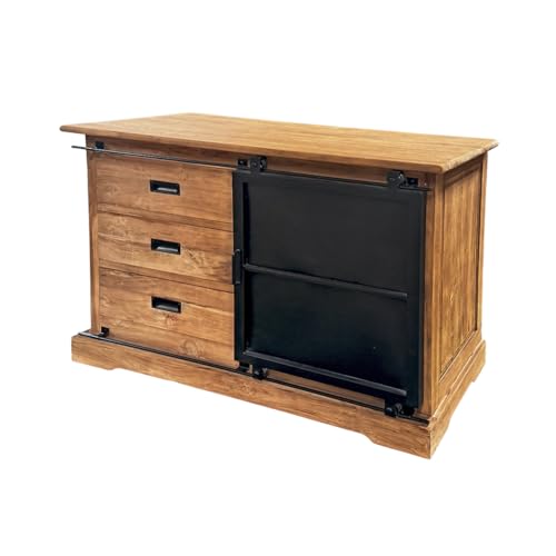 Meubletmoi Buffet/Bahut Petit modèle L. 120 cm en Bois de Teck Massif avec 3 tiroirs 1 Porte...