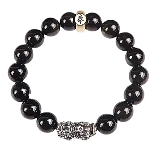 Bracelet Obsidienne Noire Pi Yao et 12 animaux du zodiaque pour protection