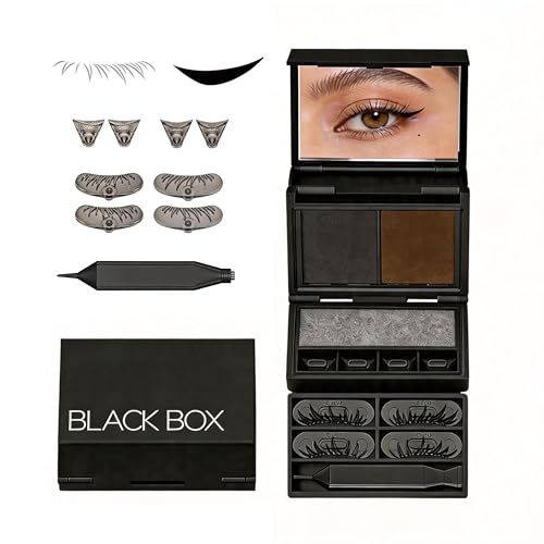 3-in-1 Eyelash & Eyeliner Stamp Kit with Beauty Mark 0.05mm Fine Lines for Natural Bottom Lashes & Wing Waterproof Smudge-Proof Quick Eye Tool for Beginners Dual-Color Ink Portable Case