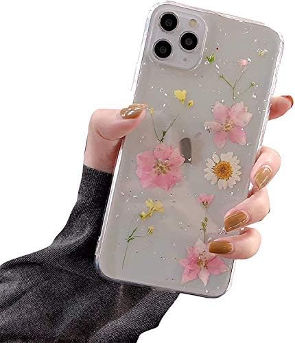 Amazon Com Iphone Flower Case Iphone 12 Pro Max Case Bling Glitter Clear Rubber Pressed Dry Real Flowers Case Girls Glitter Floral Cover For Iphone 12 Pro Max 6 7 Pink