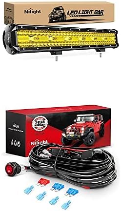 Nilight LED Light Bar 20Inch 420W Amber Spot Flood Combo Led Off Road Lights with 12V 16AWG Wiring Harness Kit-2 Lead, 2 Years Warranty