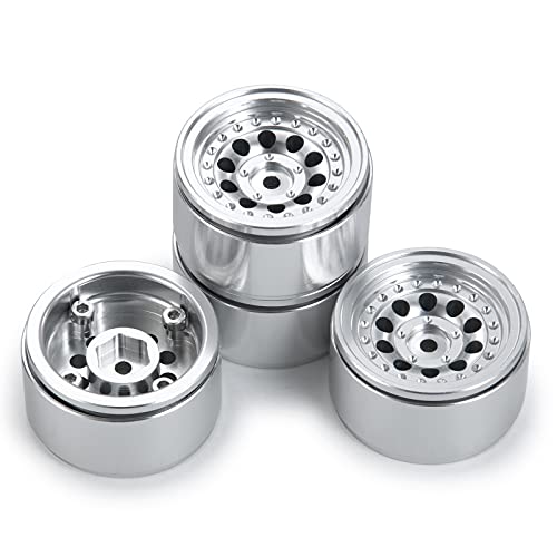 Que-T 1.0 inch Beadlock Wheel Rims, 4pcs Wheel Hubs for 1/24 Axial SCX24 AXI90081 Deadbolt C10 RC Upgrade Parts