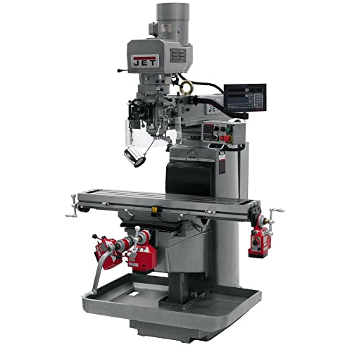JET JTM-1050EVS2/230 Mill With 3-Axis Newall DP700 DRO (Quill) With X, Y and Z-Axis Powerfeeds